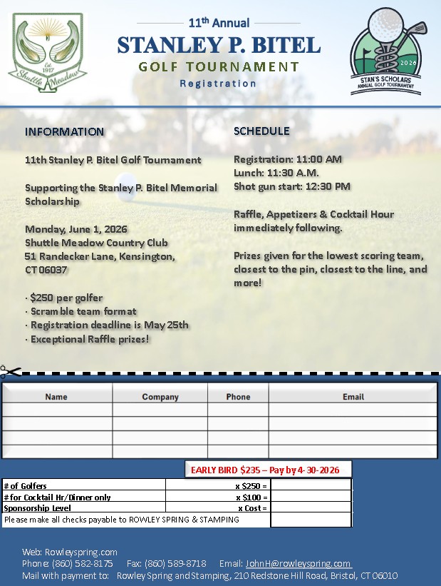 2026 Stanley Bitel Golf Tournament Registration Form Printable